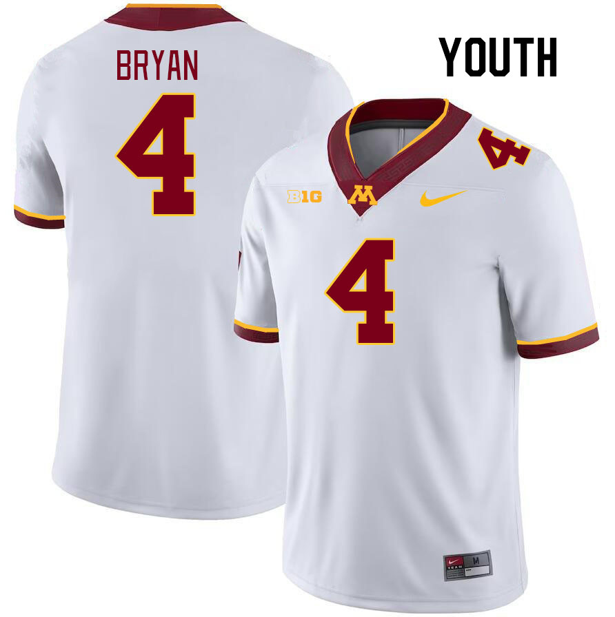 Youth #4 Za'Quan Bryan Minnesota Golden Gophers College Football Jerseys Stitched Sale-White